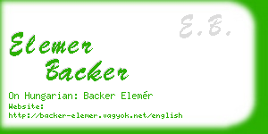 elemer backer business card